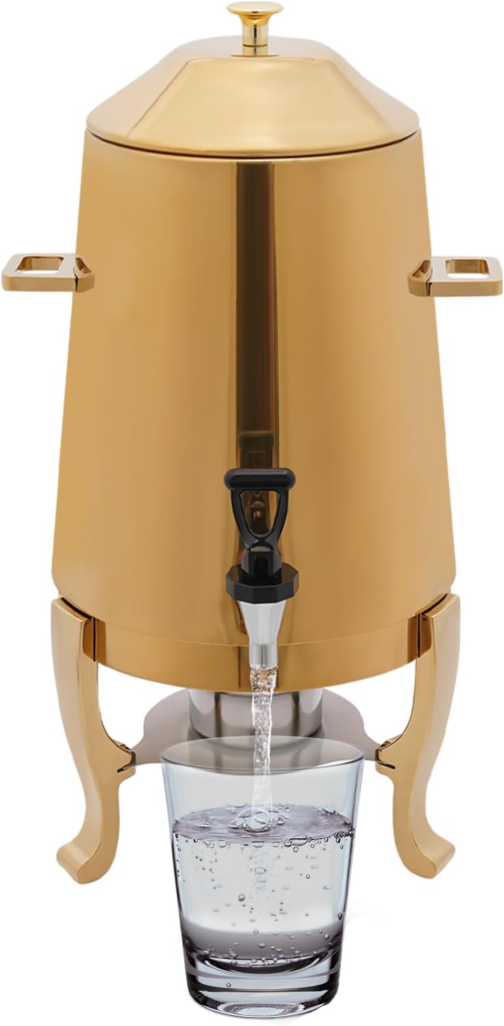3.4 Gallon/13l Beverage Dispenser For Coffee Tea Hot Water,Coffee Urn With Fuel Holder,Hot Drink Dispenser With Stand,Coffee Dispenser With Fuel Holder And Practical Faucet For Hotels,Banquets(Gold)