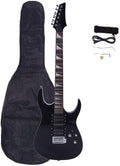 Full Size Electric Guitar Kit,38 Inch Beginner Electric Guitar,Complete Electric Guitars Set with Bag, Shoulder Strap, Amp Wire, Wrench Tool,Tremolo Arm and Picks,Black