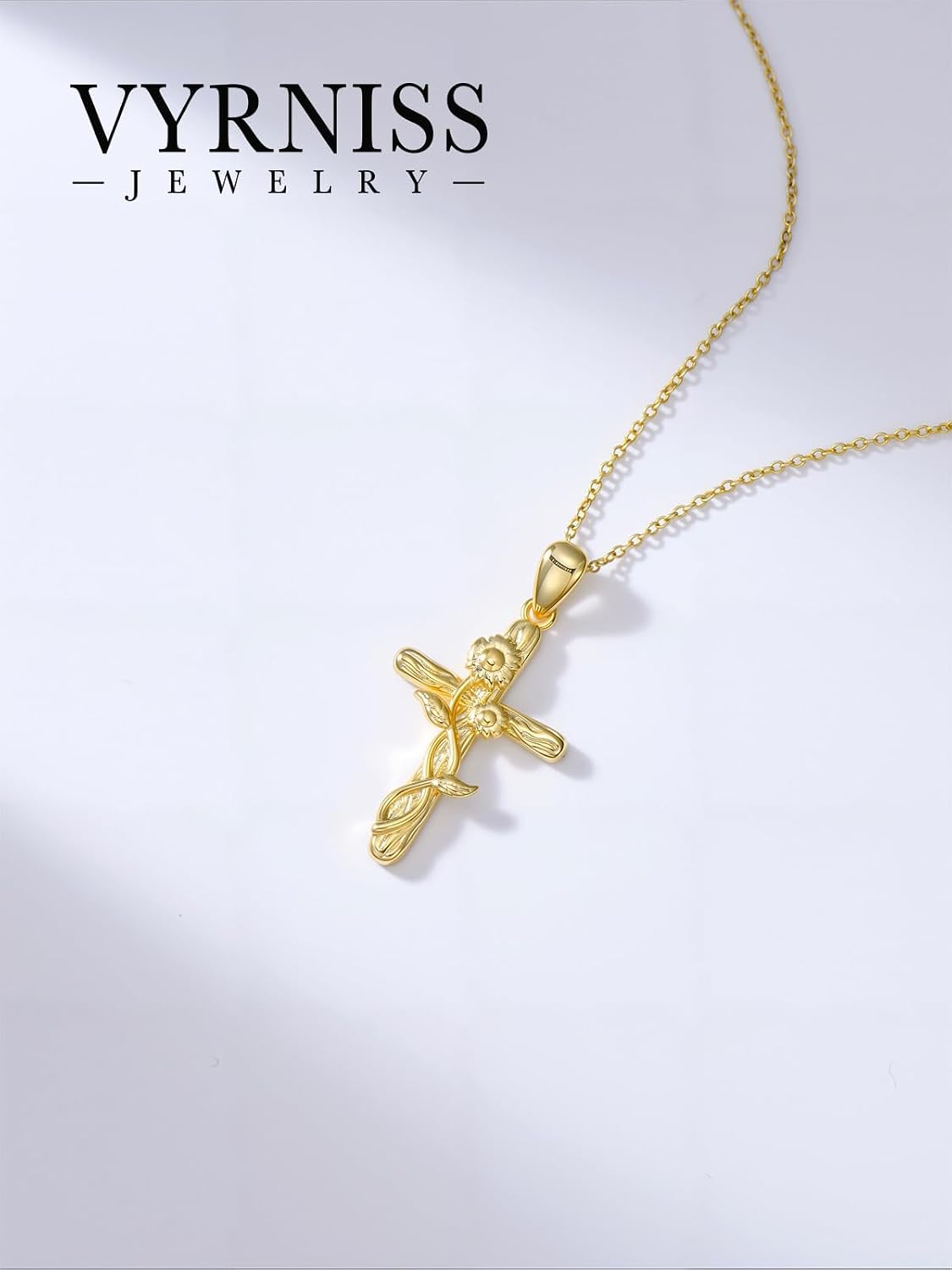 18K Gold Cross Pendant for Women Gold Cross Necklace 18K Gold Jewelry Religious Gift