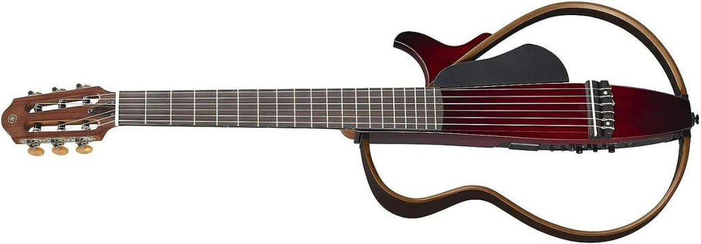 Yamaha SLG200N Nylon String Classical Silent Guitar with Hard Gig Bag, Crimson Red Burst
