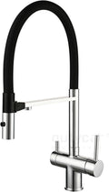 Flexible Faucet for Kitchen Sink 360° Rotation 3-in-1 Kitchen Faucet with Drinking Water Spout Single Hole,Chrome Plated