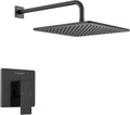 Lava Odoro 12-inch Modern Square Shower Faucet Set Matte Black, Shower Trim Kit with Rough-in Valve High Pressure Black Rainfall Shower Head and Handle Set, (Valve Included), SF106-MB
