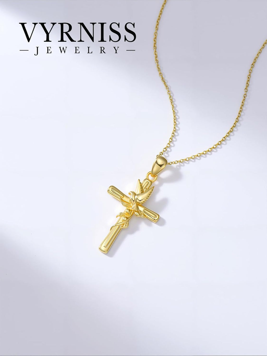 18K Gold Cross Pendant for Women Gold Cross Necklace 18K Gold Jewelry Religious Gift