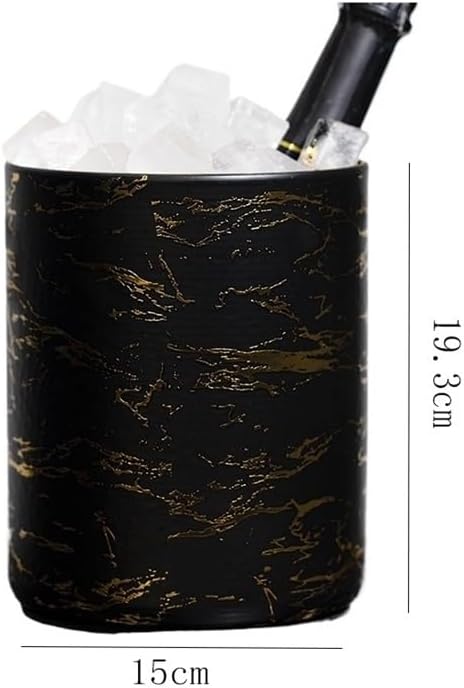 Ice Bucket, Stainless Steel Champagne Wine Chiller Bucket Ice Cooler Ice Buckets for Parties(Black)