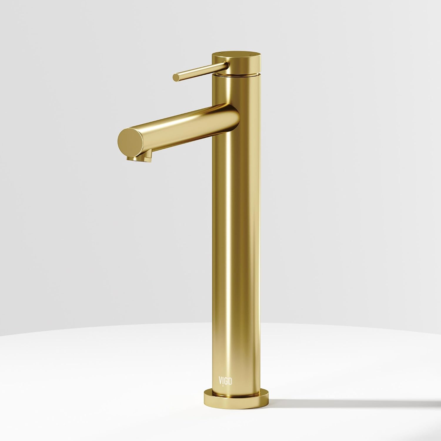 VIGO Jewel Single-Handle Single-Hole Mount Bathroom Sink Bathroom Sink Faucet, 11-Inch, Matte Brushed Gold, Modern Design, Solid Brass, 1.2 GPM WaterSense & Ceramic Disc Valve, Corrosion-Resistant