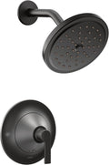 Moen Doux Matte Black Posi-Temp Pressure Balancing Shower Trim Kit with 7-Inch Eco-Performance Rainshower, Valve Required, TS2202EPBL