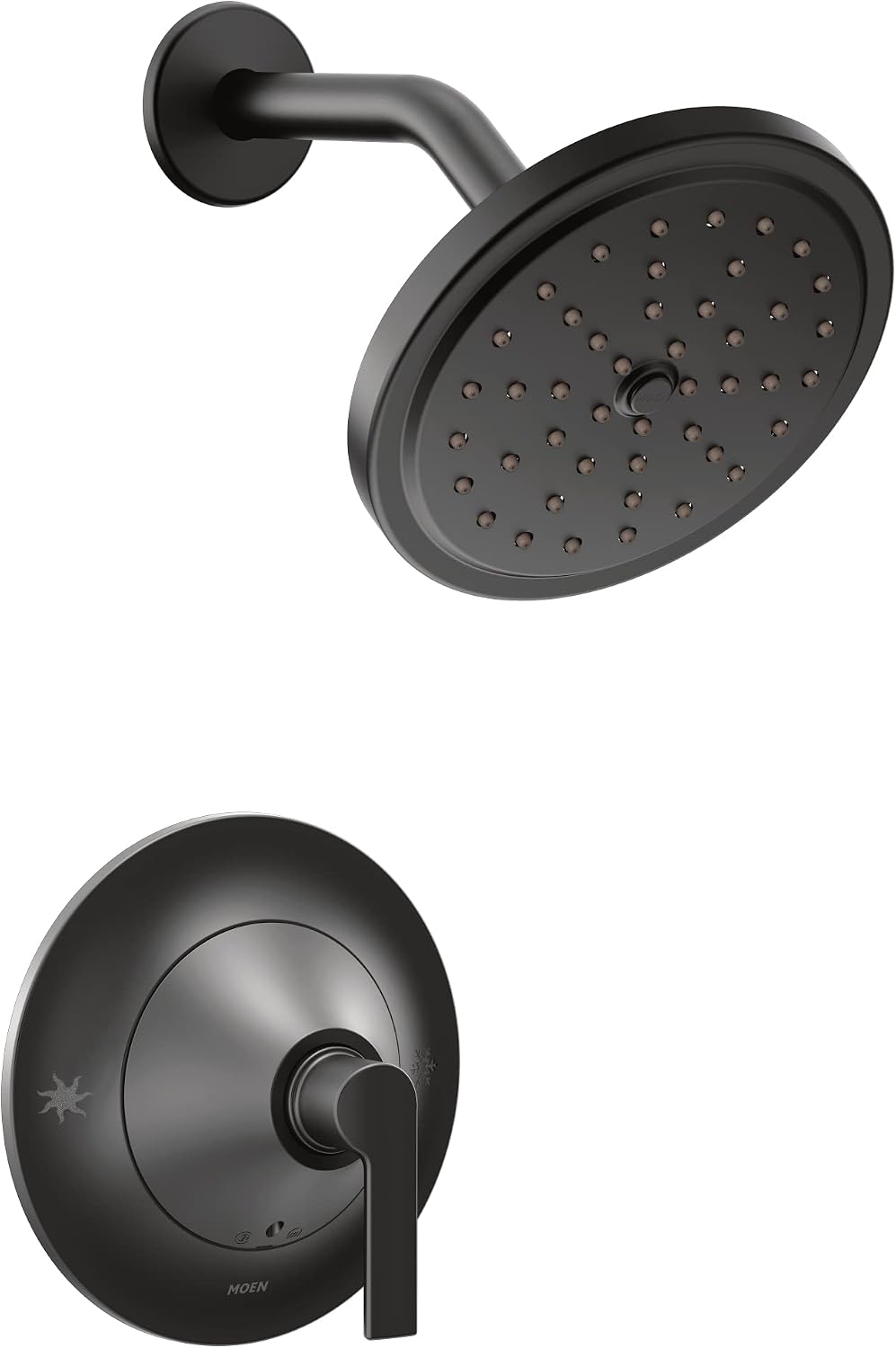 Moen Doux Matte Black Posi-Temp Pressure Balancing Shower Trim Kit with 7-Inch Eco-Performance Rainshower, Valve Required, TS2202EPBL