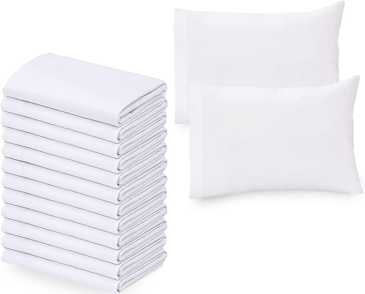 GOLD TEXTILES Bulk Pack of 72 Egyptian Cotton Standard/Queen Size Pillowcases, White T300-22'x32' (Fits up-to 20' X30' Pillow)- Ideal for use Hotels, Hospitals, School Hostel (Pillowcases - 72 Pack)