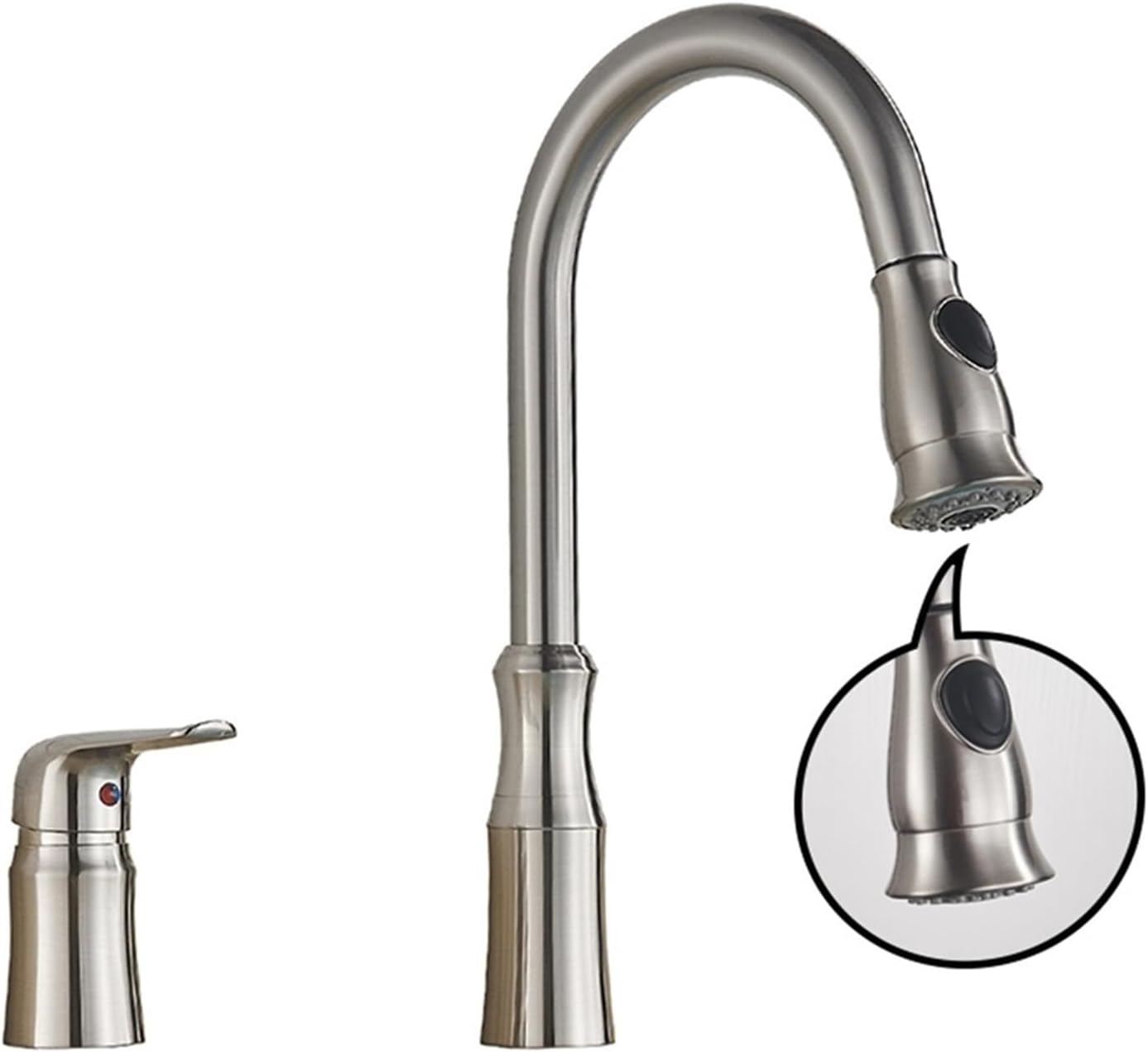 Brass Kitchen Faucet Pull Out Flexible Sink Mixer Taps Hot & Cold Water Mixer Cranes Water Saving Bathroom Faucets(Brushed Nickel b2)