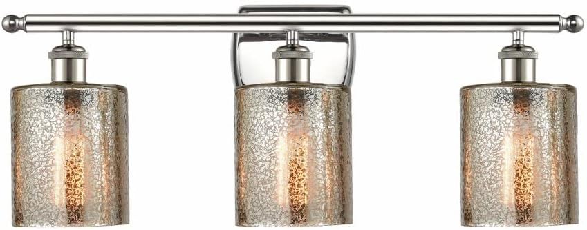 Innovations Lighting Cobbleskill - 3 Light Bath Vanity in Industrial Style-9.5 Inches Tall and 26 Inches Wide-Polished Nickel Finish-Mercury