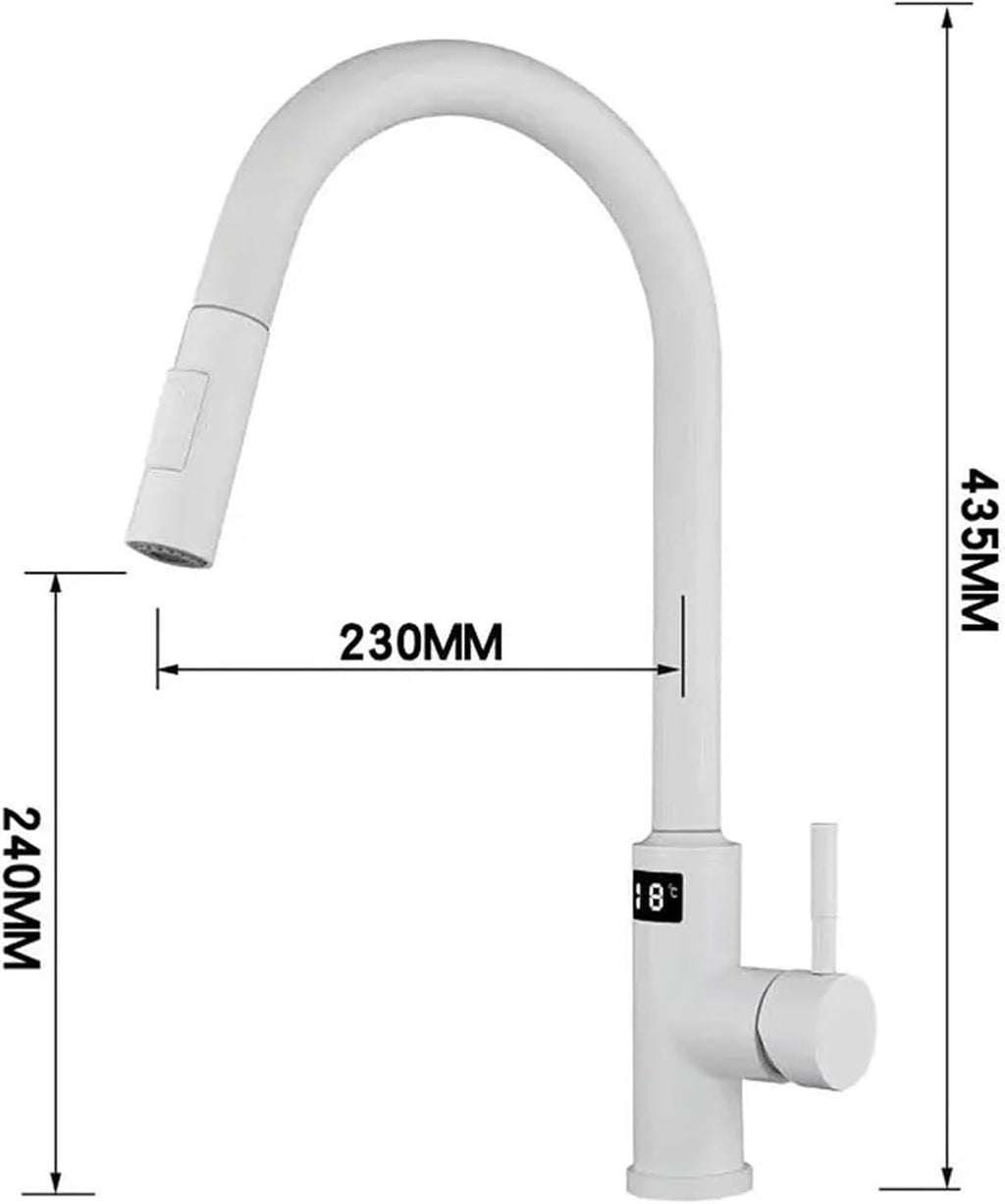 304 Stainless Steel Kitchen Faucet Touch Sensitive Hot and Cold Hydroelectricity Intelligent Faucet(White)