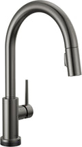 Delta Faucet Trinsic VoiceIQ Touch Kitchen Faucet with Touchless Technology, Black Kitchen Faucet, Smart Faucet, Alexa and Google Assistant Voice Activated, Black Stainless 9159TLV-KS-DST