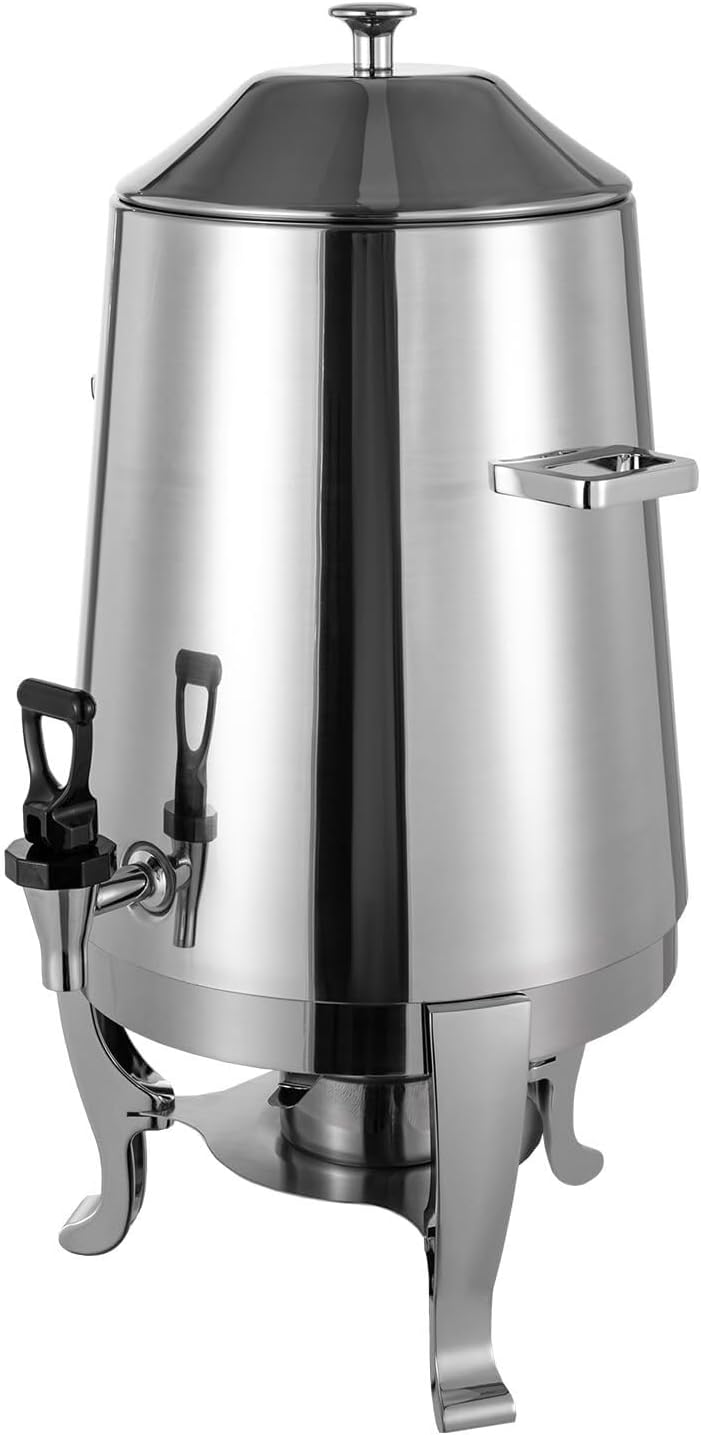 3.4 Gallon Stainless Steel Coffee Urn with Continuous Heating Faucet Hot Beverage Dispenser for Tea Water Parties Buffet Catering,Fuel Silver