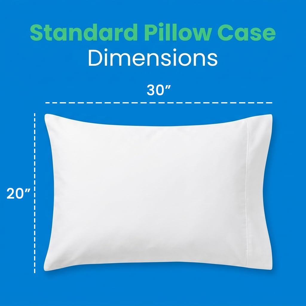 EcoLaire Pillow Covers - Pillowcases Standard Size, Pack of 60 - Cotton Rich T200 Polycotton - Bulk Pillows Cases - 20' x 30' (Fits 20'x 28' Pillows) for Home, Hotels, Hospitals, Rentals,Crafting