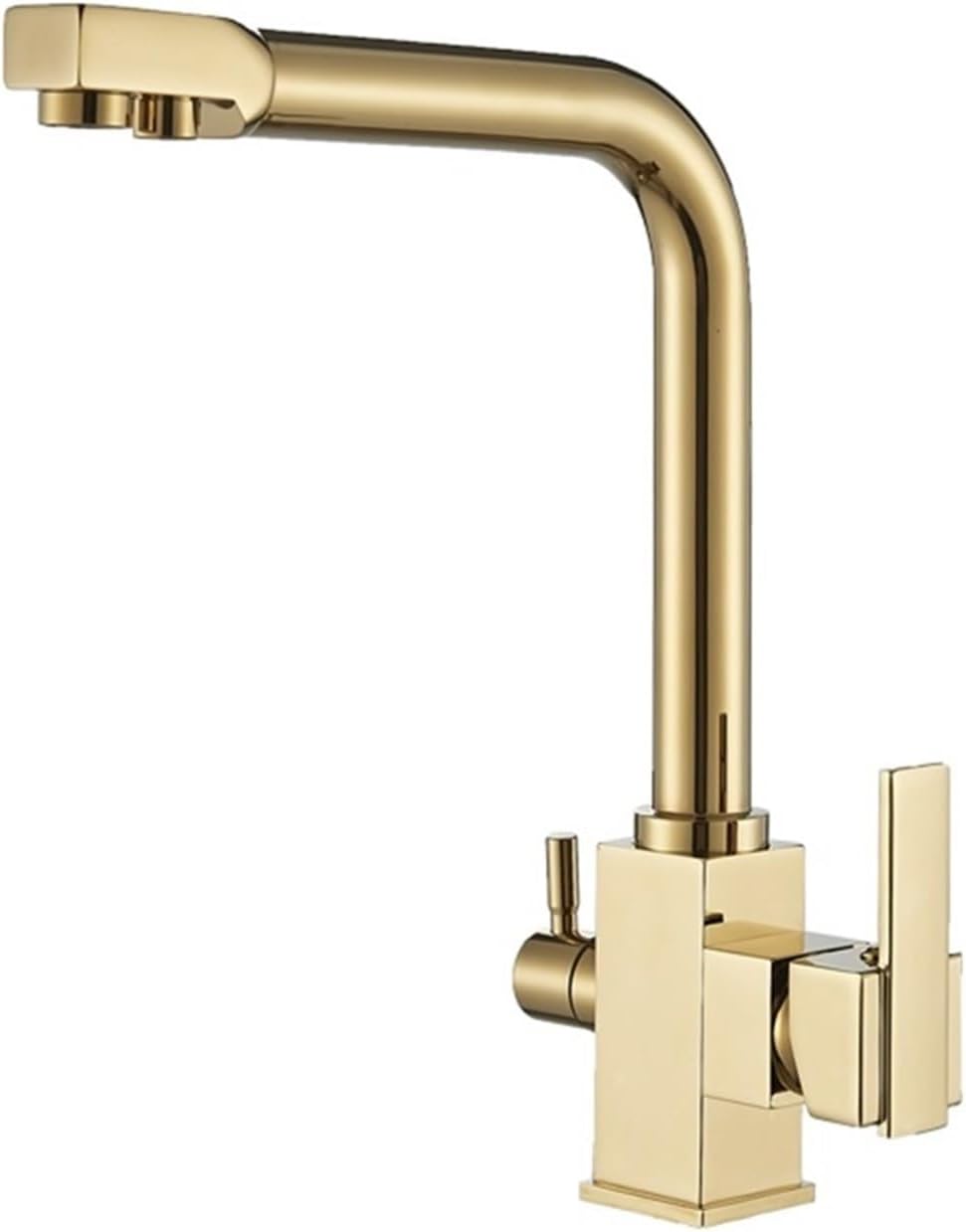 Filtered Water Faucet with Dual Outlet Kitchen Purified Water Hot and Cold Faucet Vegetable Basin Sink Tap(Beige)