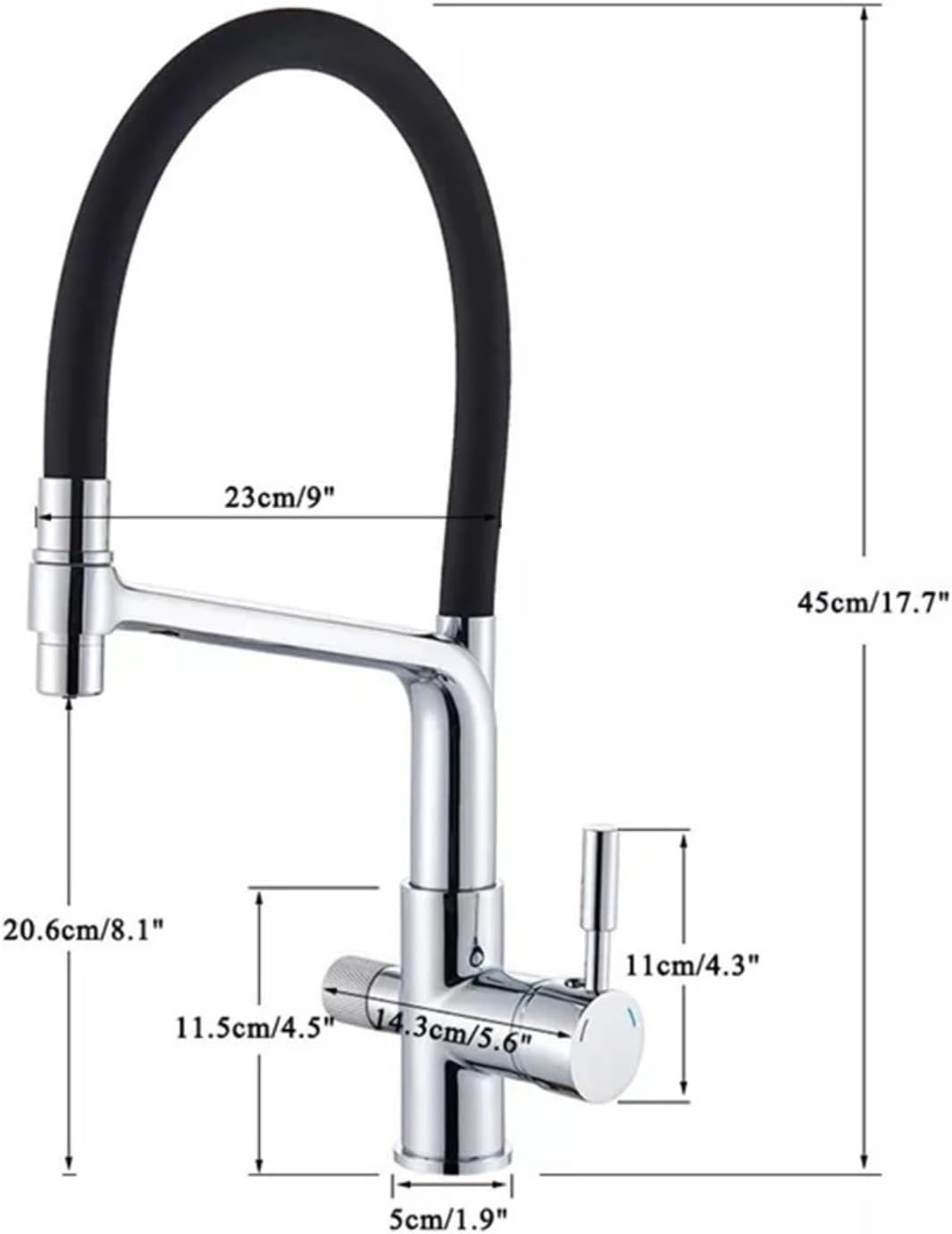 Filter Kitchen Faucet Dual Spout Drinking Water Faucet Mixer 360 Degree Rotation Hot Cold Water Tap(Nickel)