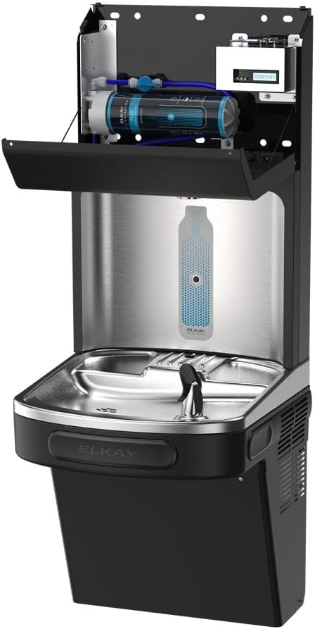Elkay Pro Filtration LZS8WSBPRO Bottle Filling Station & Single ADA Cooler Refrigerated Black