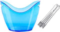 Keep Ice Frozen Longer 8 Liter Acrylic Ice Bucket with Tongs, Plastic Tub Oval Storage Buckets for 2 Wine or Champagne Bottles for parties(Blue)