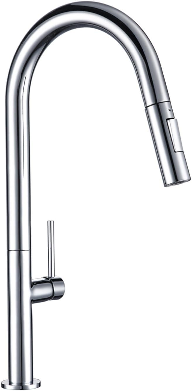 Brass Brushed Gold Black 360 Oegree Rotation Kitchen Hot and Cold Water Sink Taps Pull Out Spout Kitchen Faucet(Chrome)