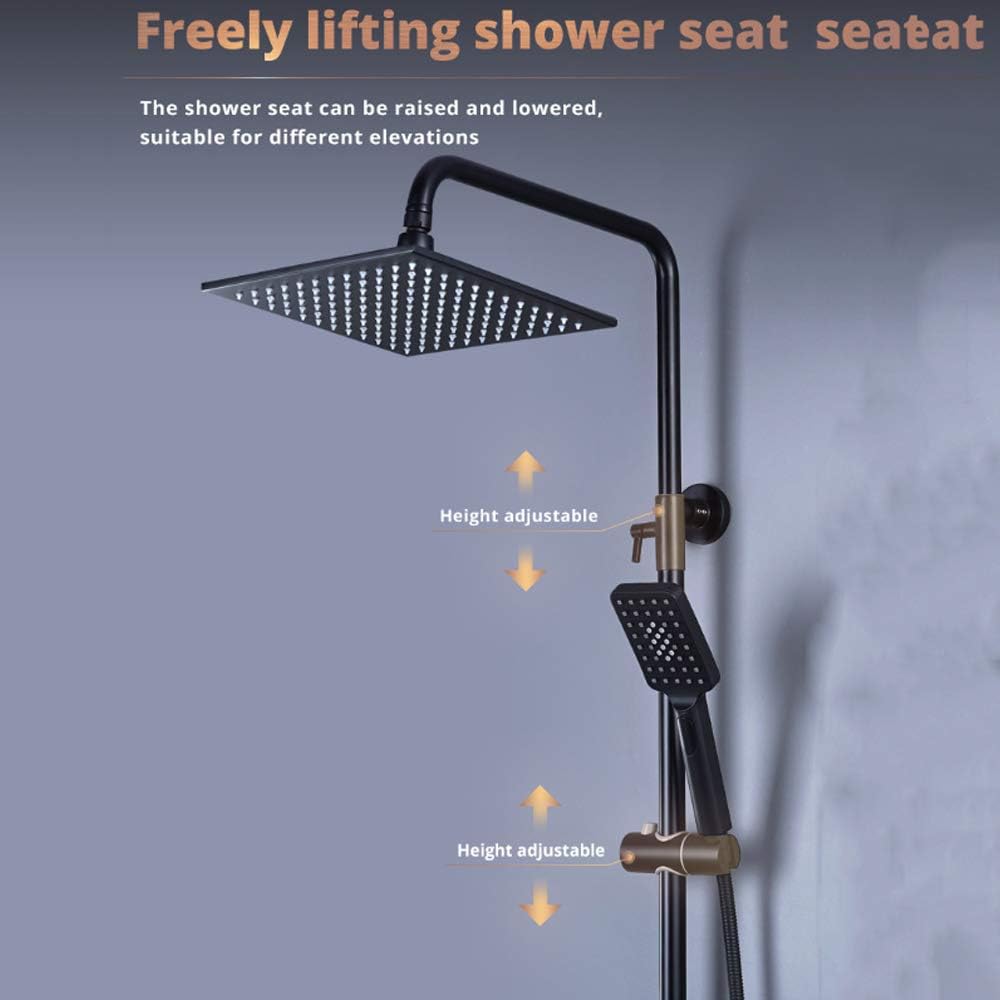 10 Inch Black Shower System with Cold and Hot Water Wall Mounted Faucet Set Multifunction Combo with Bathtub Spout, LED Head, Handheld, Bidet Sprayer
