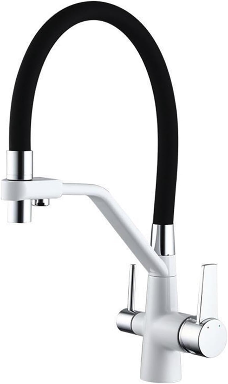 Filter Kitchen Faucet 360 ° Rotation Purification Kitchen Tap Household Sink Washing Faucet(White Chrome)