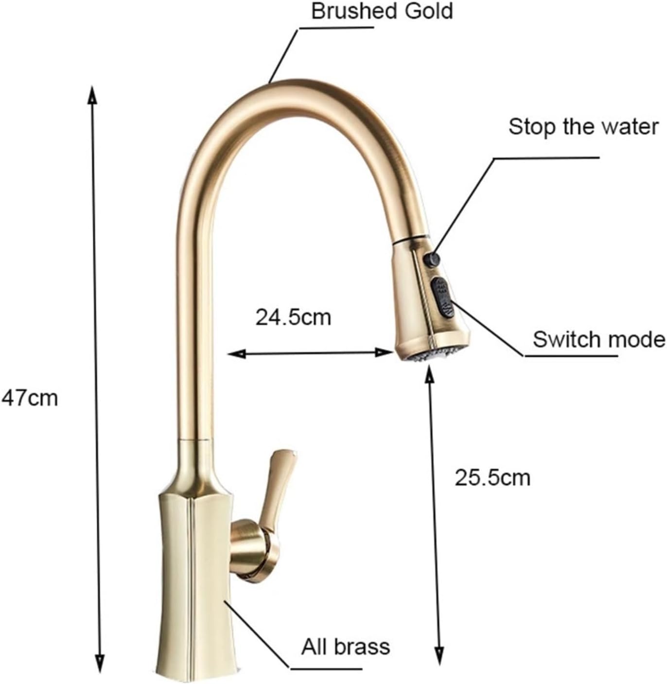 Kitchen Faucet Pull Out 2 Function Head Kitchen Sink Mixers Deck Mounted Spring Mixer Faucet(Chrome)