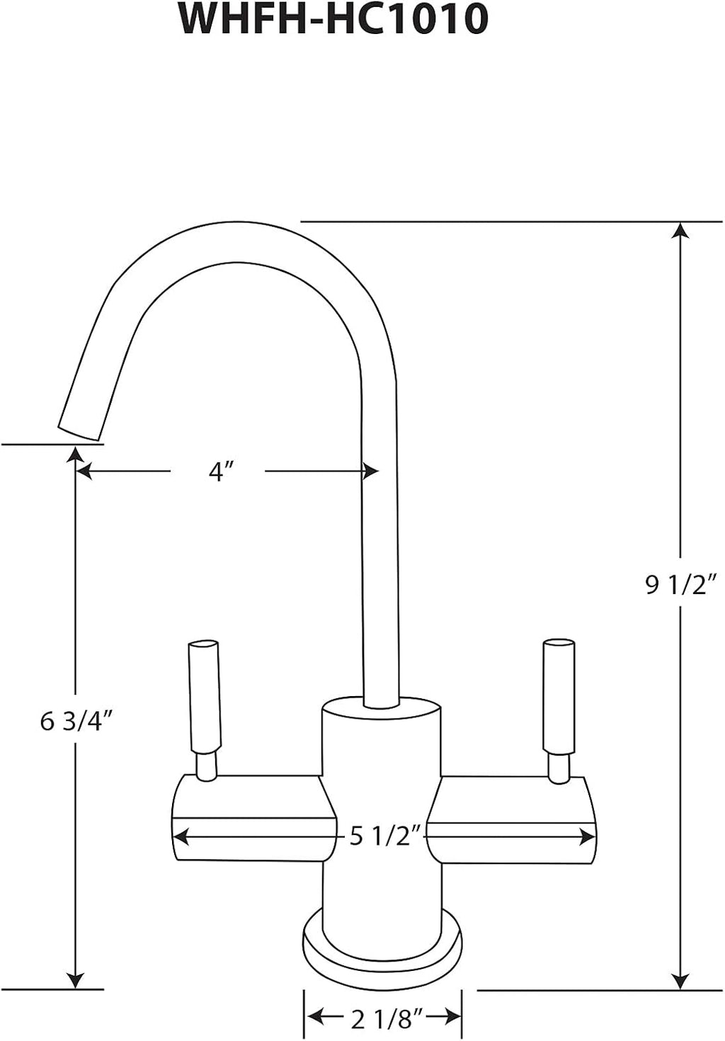 Whitehaus Collection WHFH-HC1010-ORB Point of Use Instant Hot/Cold Water Faucet with Contemporary Spout and Self Closing Hot Water Handle, Oil-Rubbed Bronze