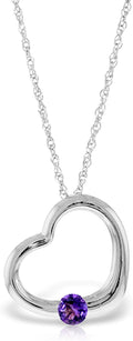 Galaxy Gold GG 14K Gold Open Heart Purple Amethyst Pendant Necklace