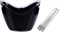 Keep Ice Frozen Longer 8 Liter Acrylic Ice Bucket with Tongs, Plastic Tub Oval Storage Buckets for 2 Wine or Champagne Bottles for parties(Black)