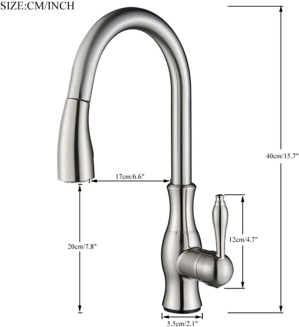 Pull Out Kitchen Faucet Shower/Stream Model Spout Tap Deck Mount Rotatable Single Handle Cold Hot Water Mixer(Black Bronze)
