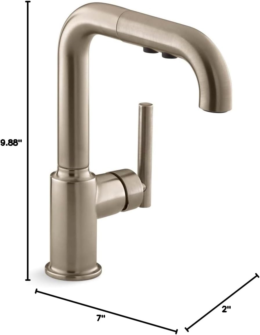 KOHLER Purist Pull-Out Kitchen Sink Faucet With Three-Function Sprayhead