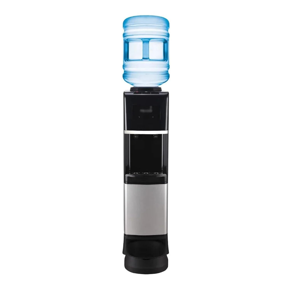 Hot and Cold Water Dispenser Water Dispenser Top Loading Hot/Cold Temperature Black and Stainless Steel