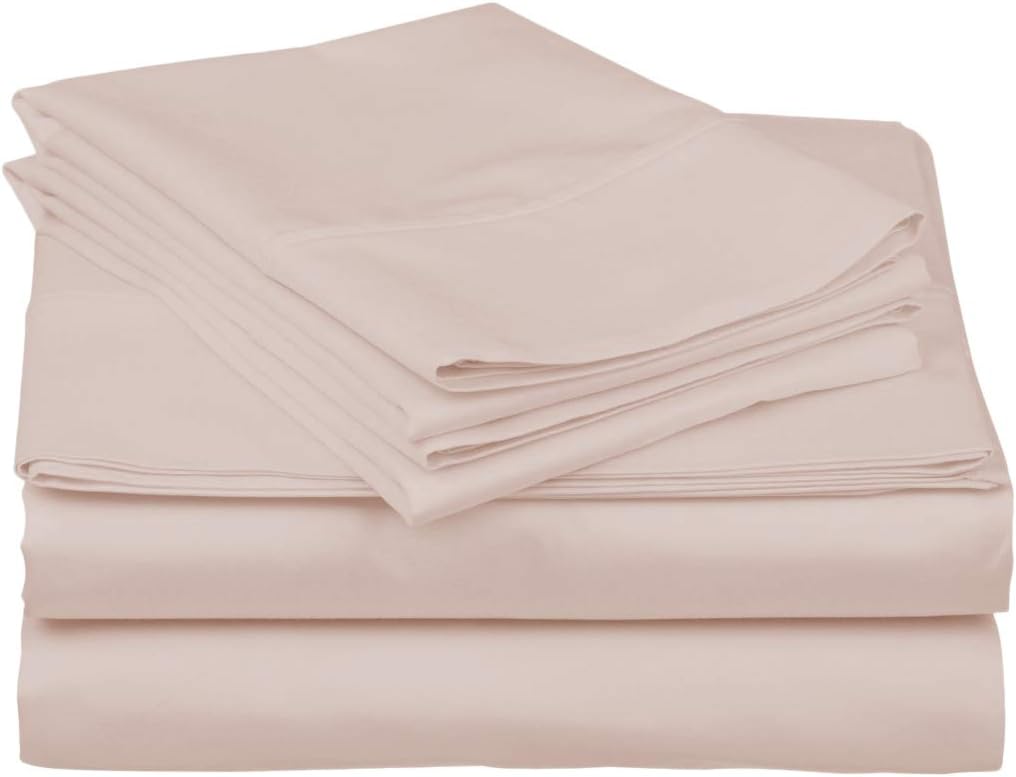 Truly 1000 Thread Count - 100% Egyptian Cotton King(76' X 80') Blush Sheet Set - 6-Piece Single Ply Long-Staple Yarns, Sateen Weave, Fits Mattress Upto21-23'' Inch Deep Pocket