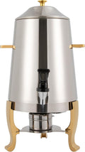 Hot Beverage Dispenser Chafer Urn with Fuel Holder, 13L Stainless Steel Tea Water Coffee Chafer Urn Drinks Dispensers Can with Faucet for Party Buffet Catering, Gold