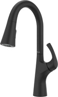 Pfister Talega Pull-Down Kitchen Faucet with Sprayer in Matte Black - Single Handle High Arc Spout with 3 Water Settings, 360° Swivel, and MagnePfit Magnetic Docking for Kitchen Sink