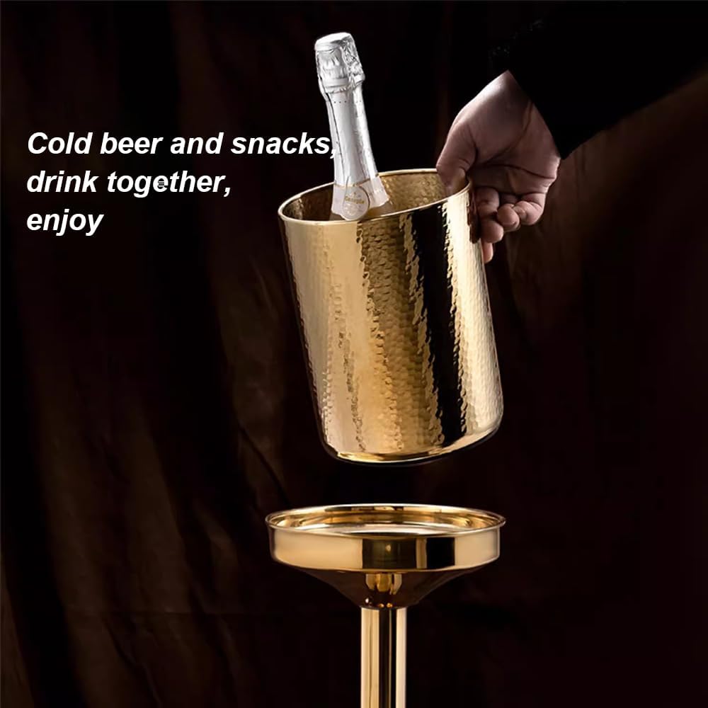 GAGALU Floor-Standing Stainless Steel Champagne Bucket Set, Housewarming Decoration, Bar KTV Christmas Family Kitchen Party Ice Bucket,K