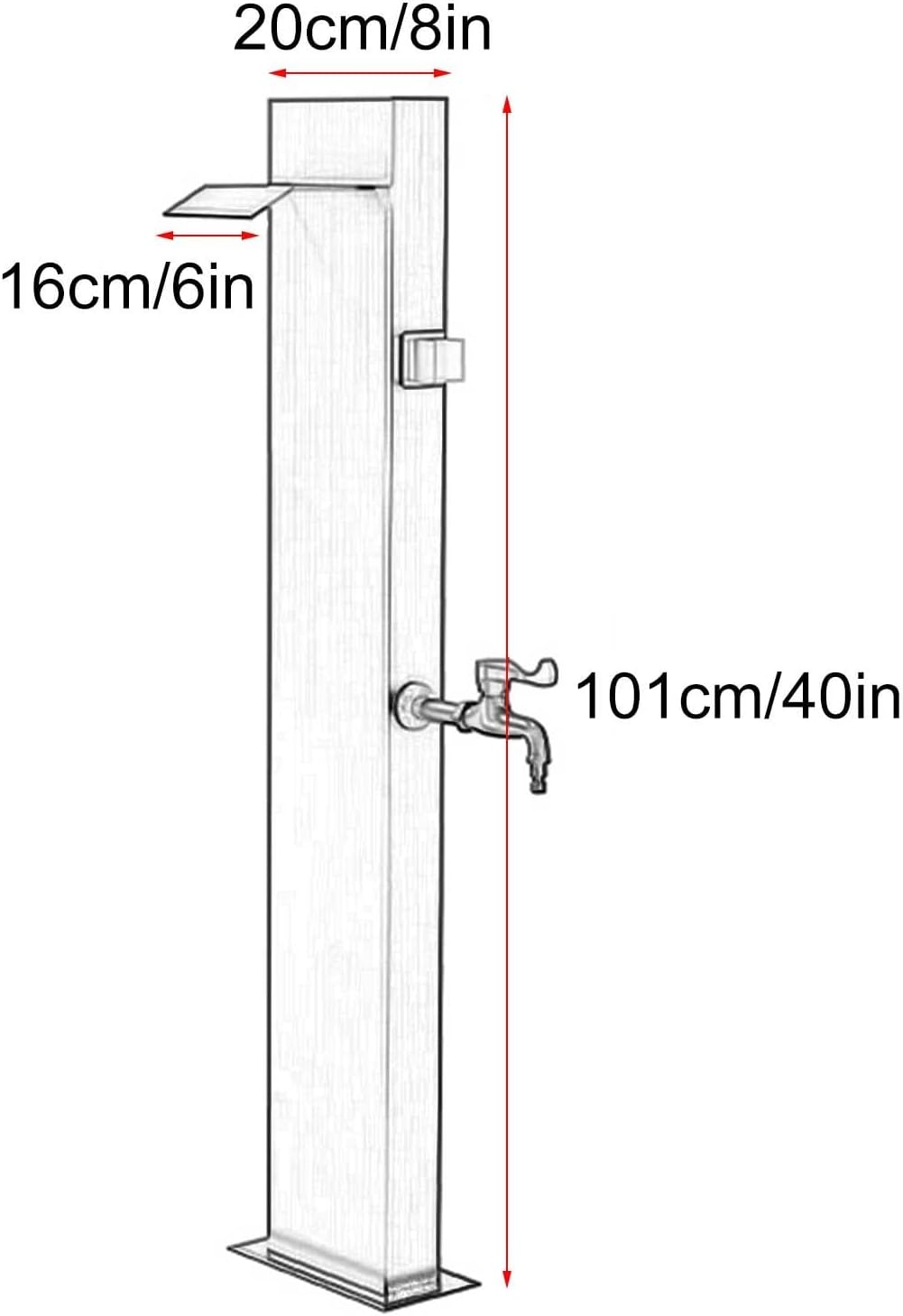 304 Stainless Steel Vertical Square Garden Water Column, Outdoor Antifreeze Faucet Water Dispenser Hydrant Water Feature Fountain Irrigation,Gold