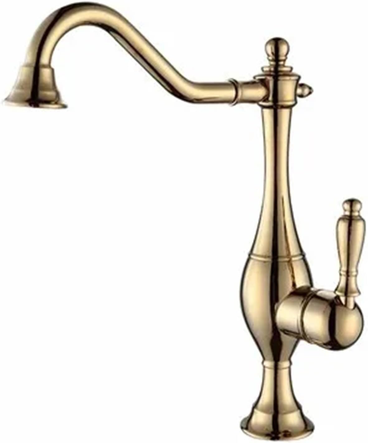 Kitchen Mixer Faucets Hot & Cold Solid Brass Sink Water Taps Single Handle Deck Mounted Crane Vessel(Gold)