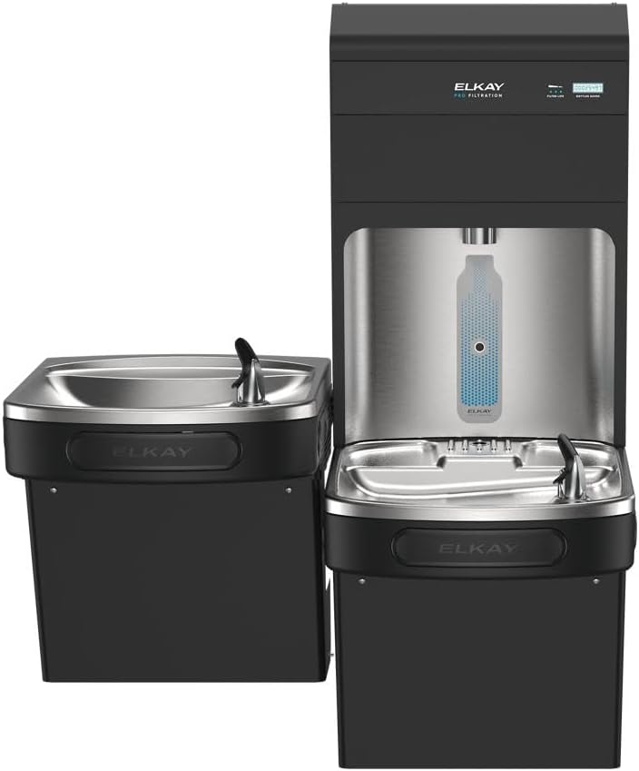 Elkay Pro Filtration LZSTL8WSBPRO Bottle Filling Station & Bi-Level ADA Cooler Refrigerated Black
