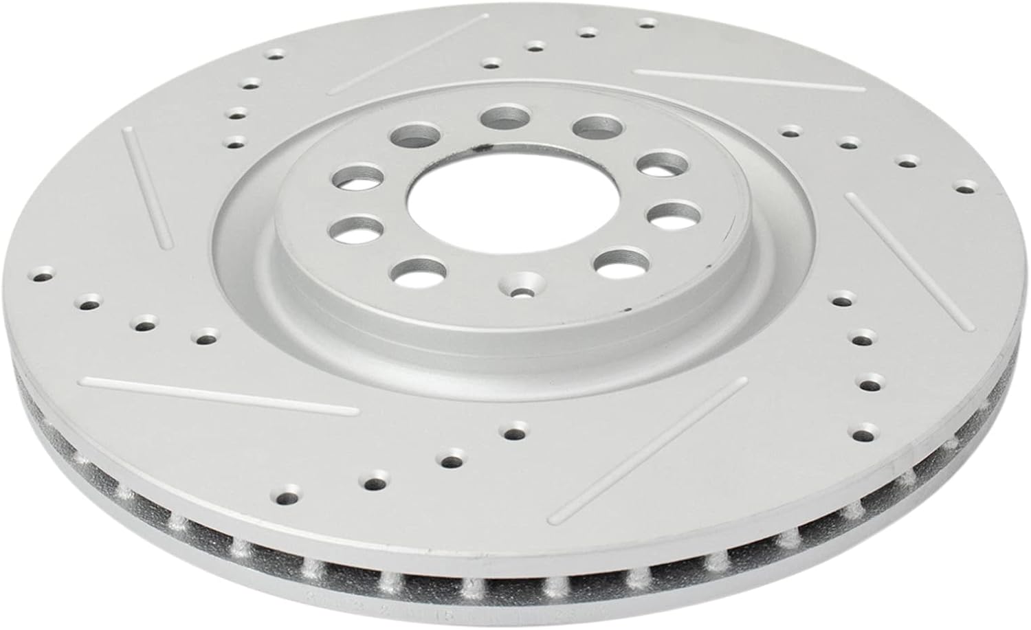 TRQ Performance Front Brake Pad and Rotor Set Ceramic Slotted Drilled G-Coated Compatible with 2000-2006 Audi TT 2000-2006 TT Quattro 2002-2003 Volkswagen Golf