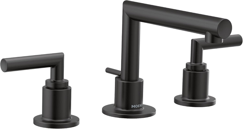 Moen TS43002BL Arris Two-Handle Modern 8 in. Widespread Bathroom Faucet Trim Kit, Valve Required, Matte Black