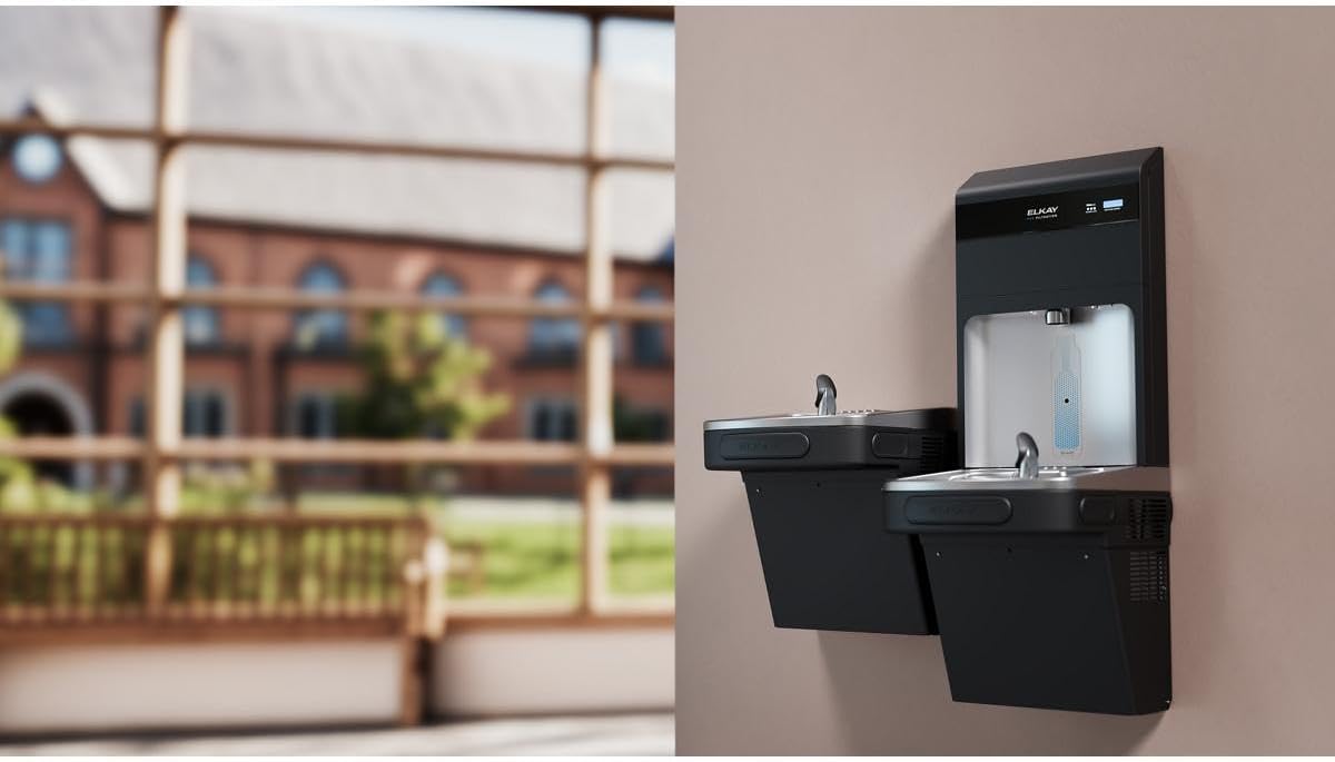 Elkay Pro Filtration LZSTL8WSBPRO-UV Bottle Filling Station & Bi-Level ADA Cooler Refrigerated Black UV Filtration