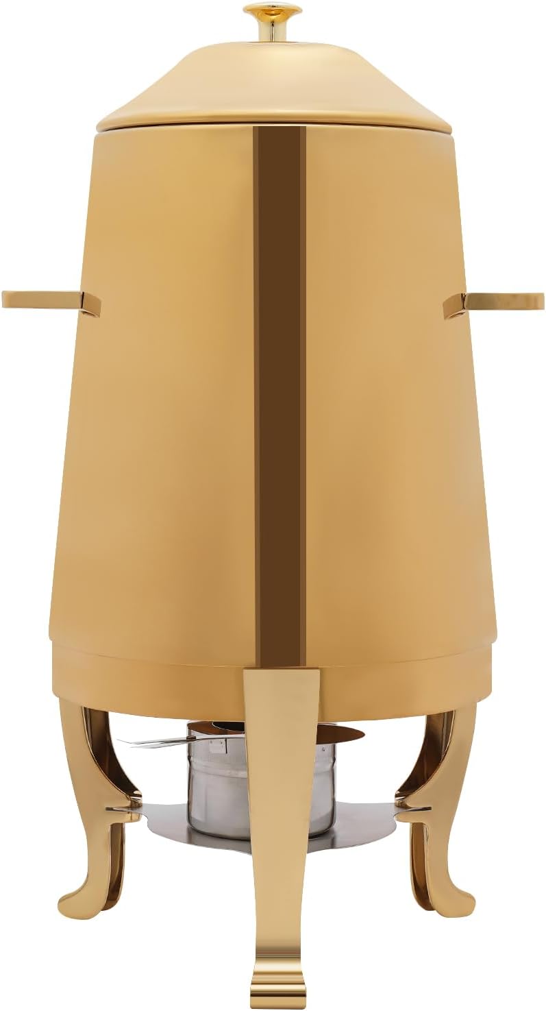 Stainless Steel Beverage Dispensers, Drink Dispenser with Fuel Holder & Base & Stainless Steel Faucet 3.4Gal Hot Beverage Dispenser, Commercial Coffee Urn for Hotels, Canteens（All Gold）