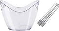 Ice Bucket 8 Liter Acrylic Ice Bucket with Ice Tongs, Plastic Tub Oval Storage Bucket Ice Buckets for 2 Wine or Champagne Bottles Ice Bucket Ice Buckets For Parties(Black)