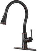 Kitchen Faucets with Pull Down Sprayer, Oil Rubbed Bronze High Arc Antique Brass Single Handle Vintage Kitchen Sink Faucet with 1 or 3 Hole Deck Plate for Farmhouse Laundry Camper Rv Bar
