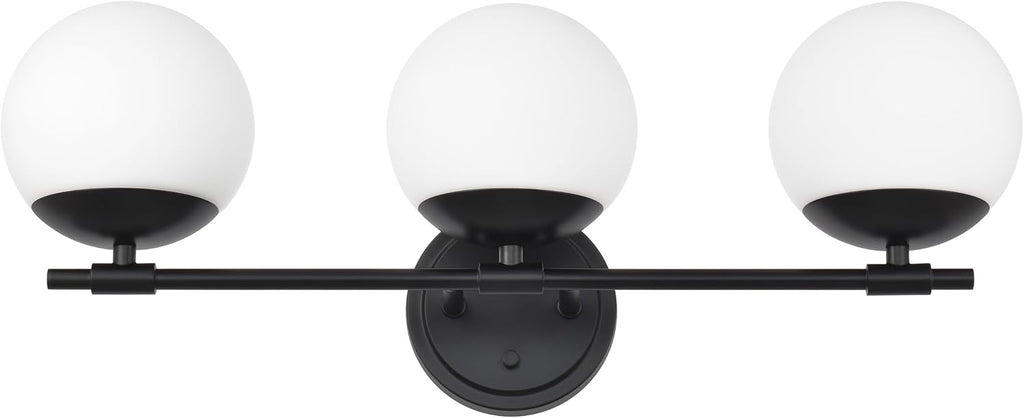 Black Bathroom Vanity Light Fixtures, 3 Light Globe Wall Sconce Lighting Over Mirror, Modern Vanity Lights for Bathroom, Mirror Cabinets Hallway Stairs, Standard E26 Base, Matte Black