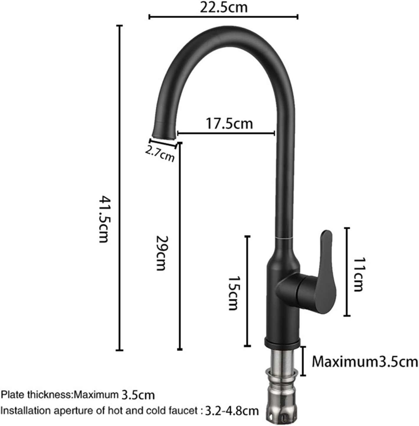 Stainless Steel Kitchen Faucet Black Brushed Kitchen Sink Mixer 360 Degree Rotate Hot Cold Water(1)
