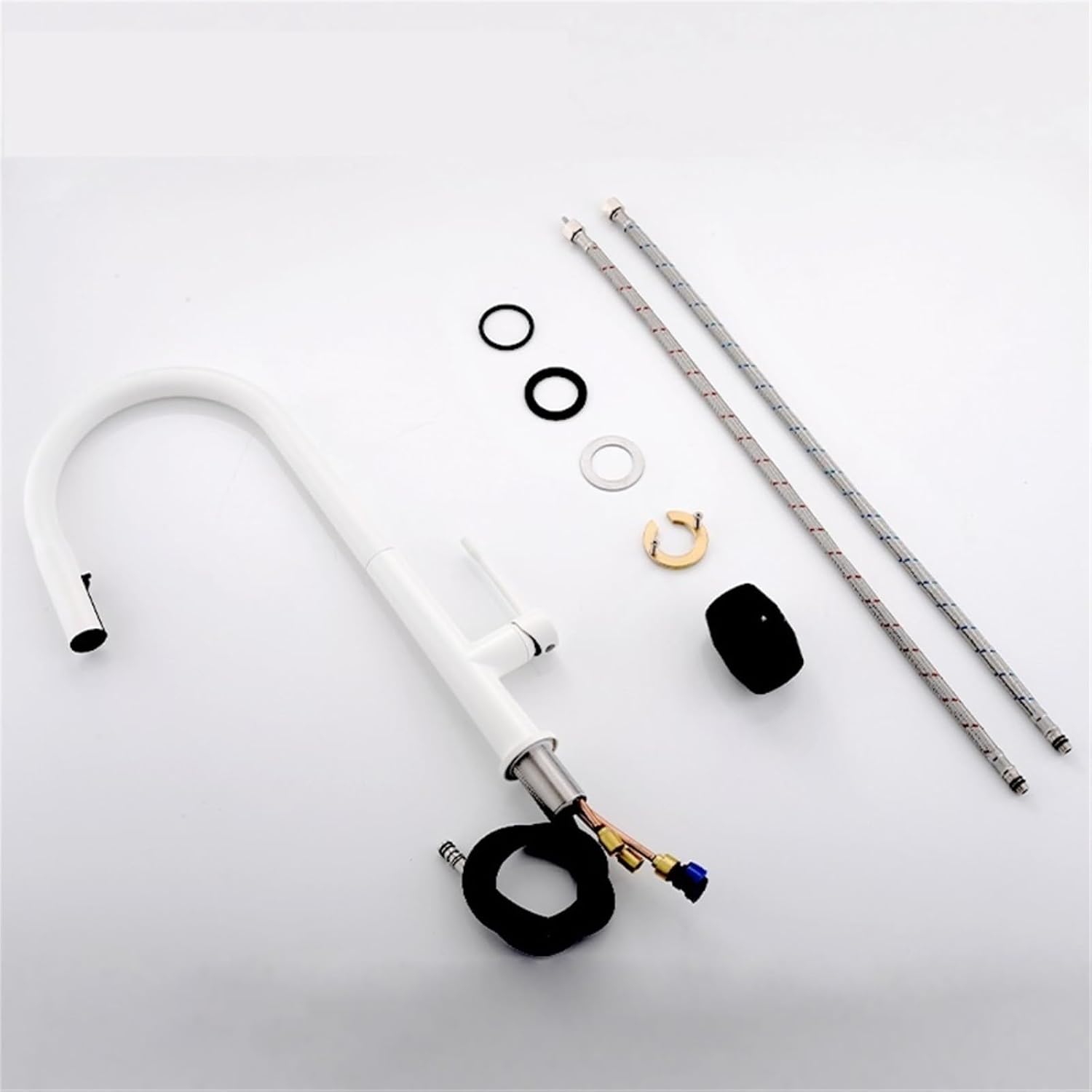 Kitchen Faucet Pull Out Cold and Hot Mixer Tap Single Holde Faucet Kitchen Sink(White)