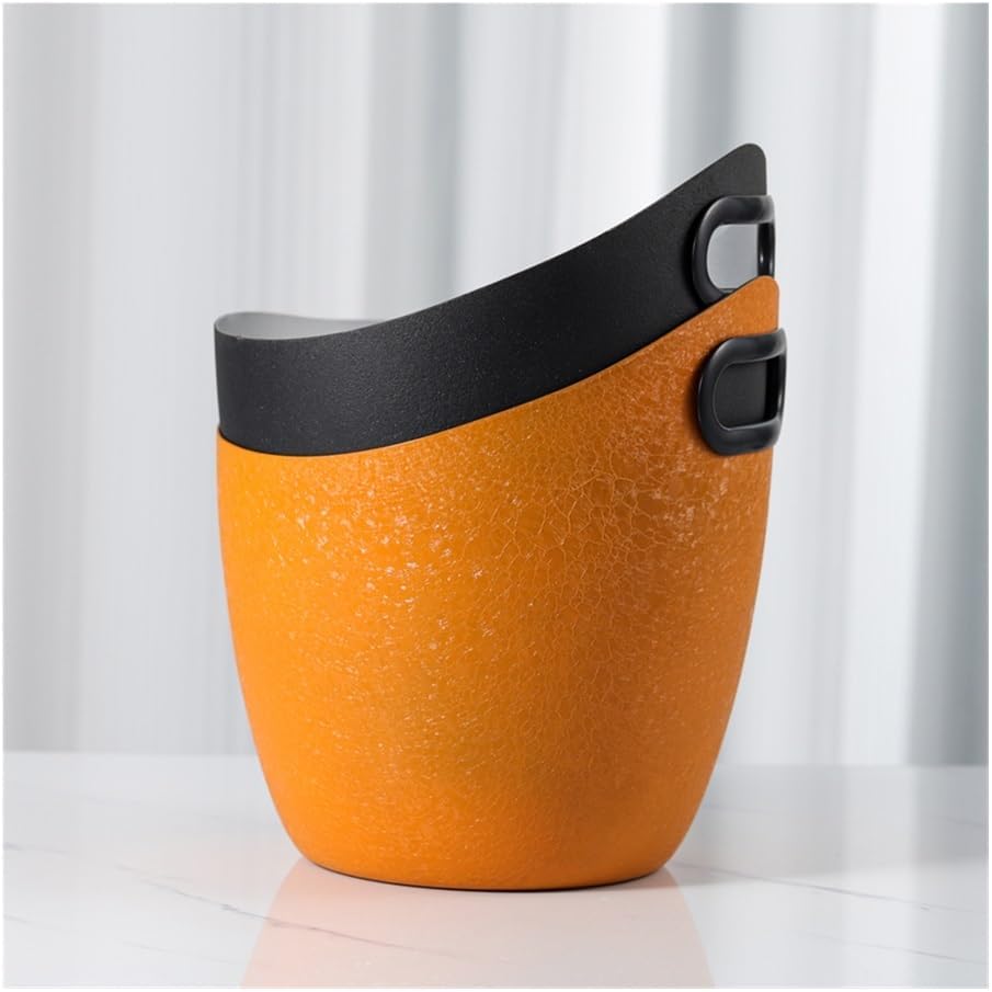 Ice Bucket, Stainless Steel Champagne Ice Bucket Curved Drink Chiller Ice Buckets for Parties(Black)