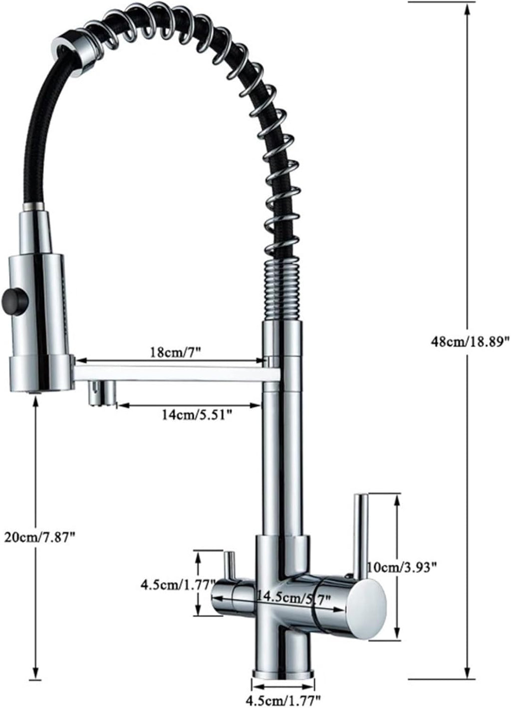 Filtered Kitchen Faucet Pure Drinking Water Brass Kitchen Tap Daul Spout Water Purifier Faucet(Matte Black)